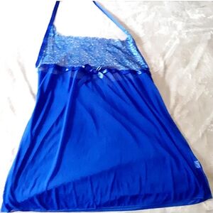 Royal Blue Sheer With Lace Babydoll Slip/Lingerie